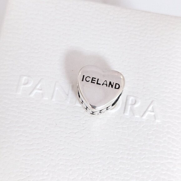 Pandora Iceland Flag Map Heart Charm Bead S925 Silver with box - Picture 2 of 8